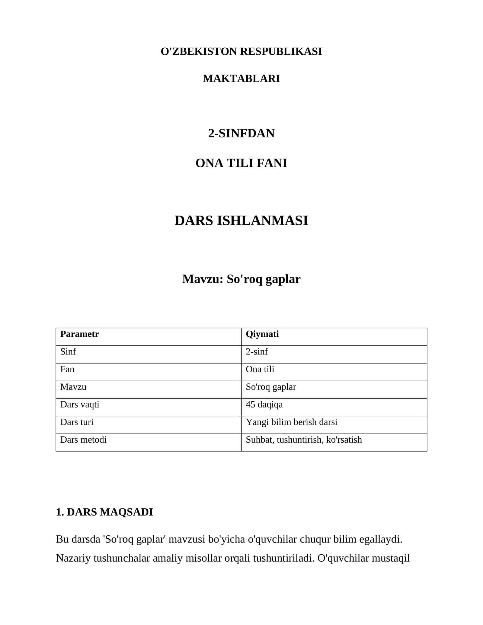 Dars ishlanmasi