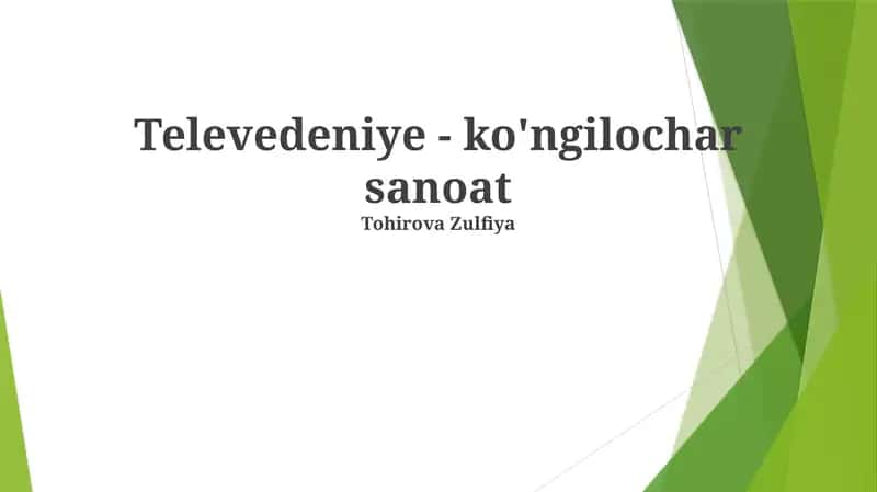 Televideniye - ko'ngilochar sanoat