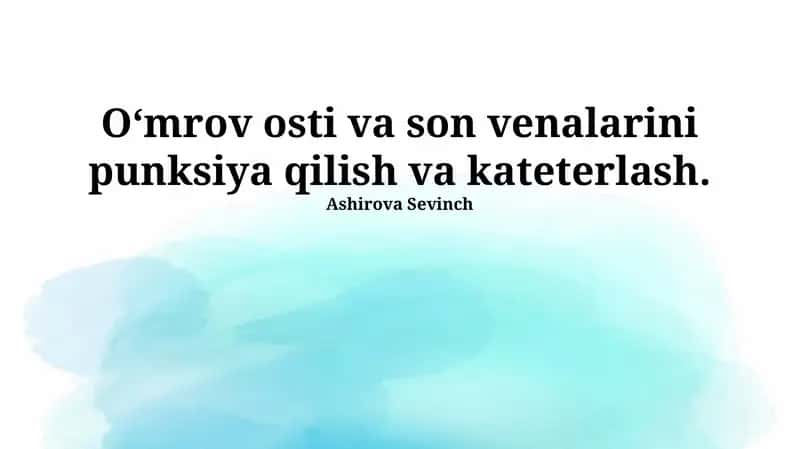 Oʻmrov osti va son venalarini punksiya qilish va kateterlash