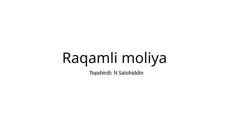 Raqamli moliya