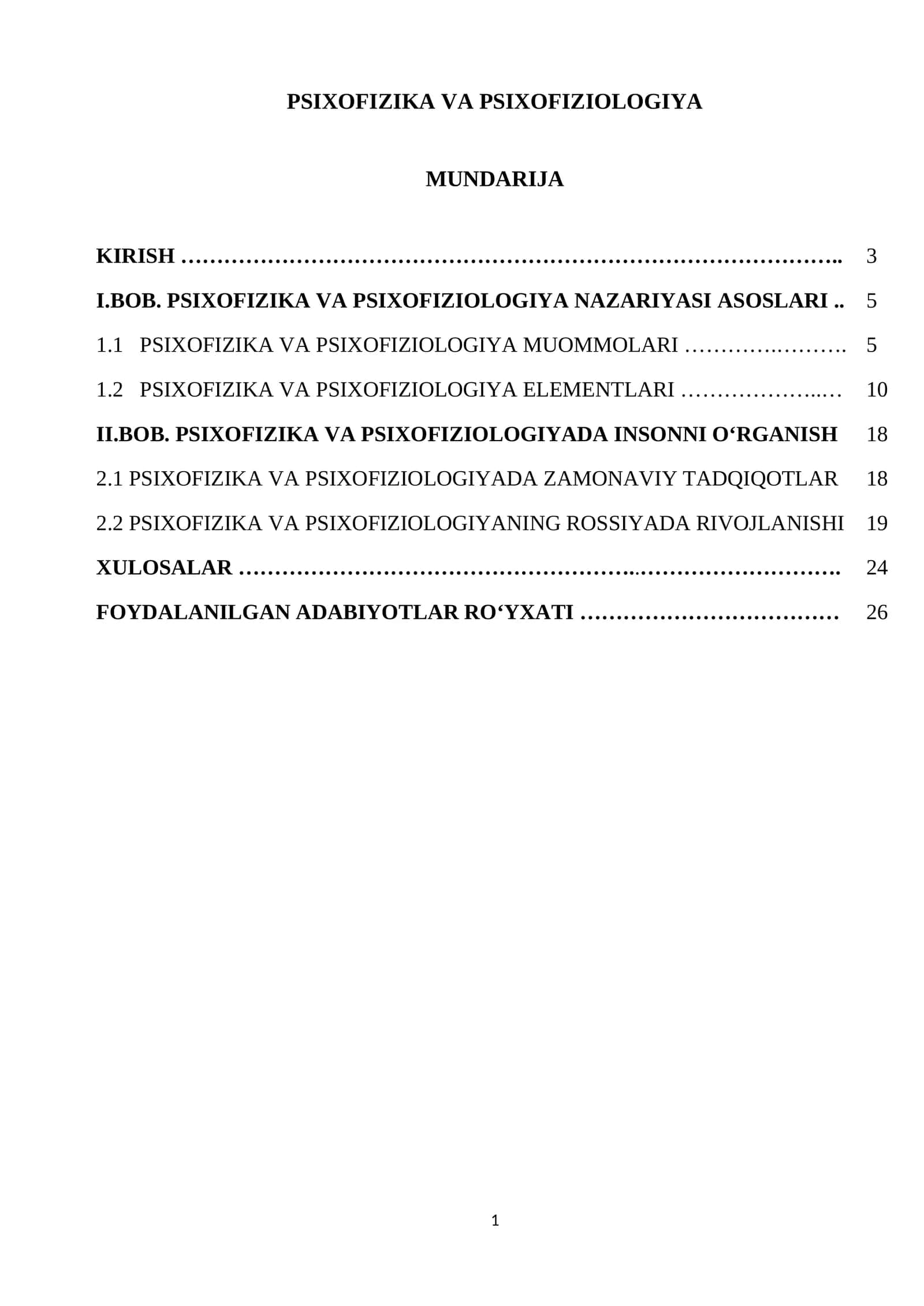 PSIXOFIZIKA VA PSIXOFIZIOLOGIYA