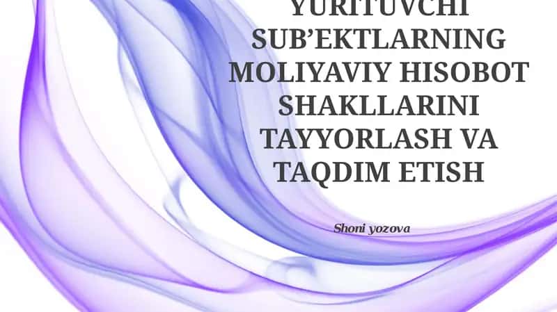 XO‘JALIK YURITUVCHI SUB’EKTLARNING MOLIYAVIY HISOBOT SHAKLLARINI TAYYORLASH VA TAQDIM ETISH