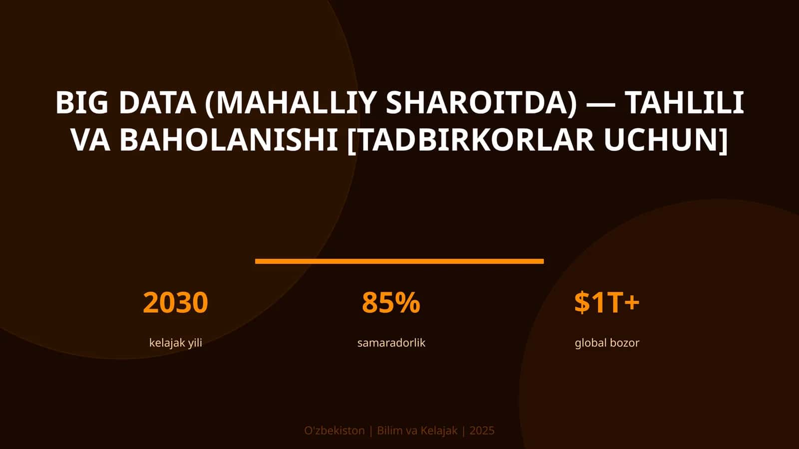 Big Data (mahalliy sharoitda) — tahlili va baholanishi [tadbirkorlar uchun]