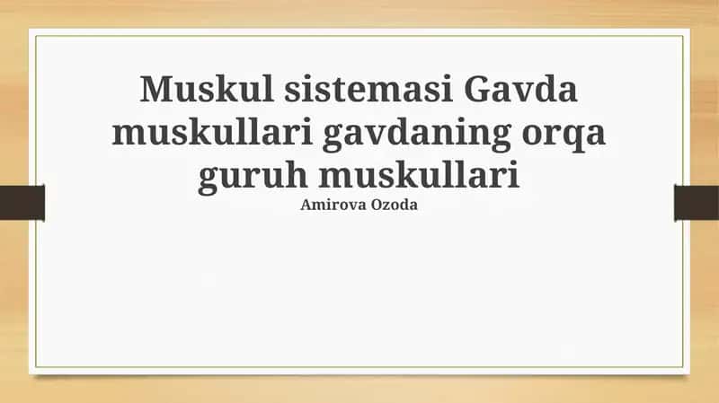 Orqa Mushaklar Guruhi