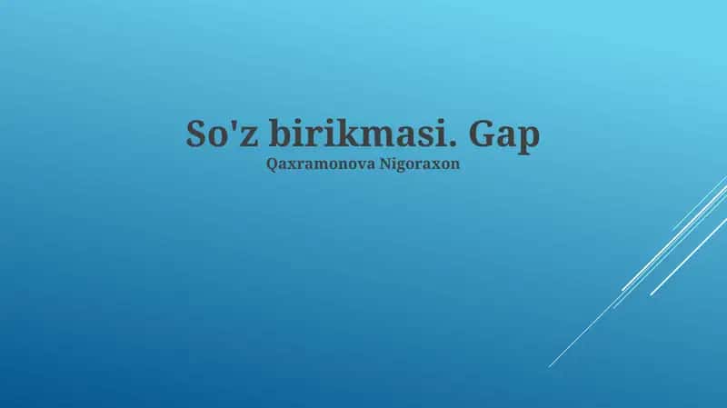 So'z birikmasi. Gap