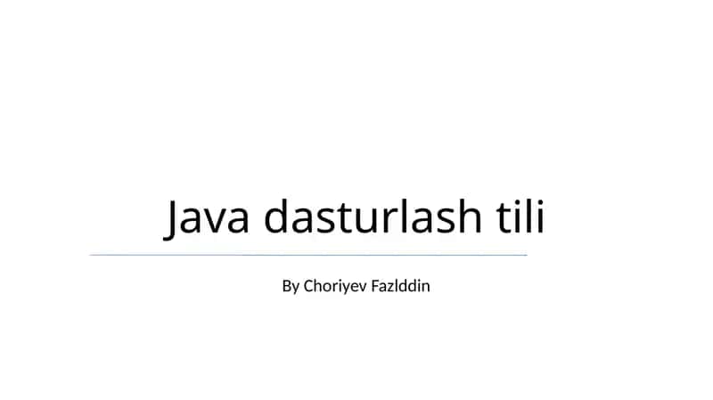 Java dasturlash tili