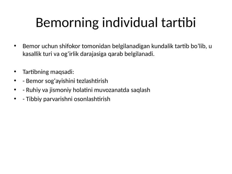 Bemorning individual tartibi