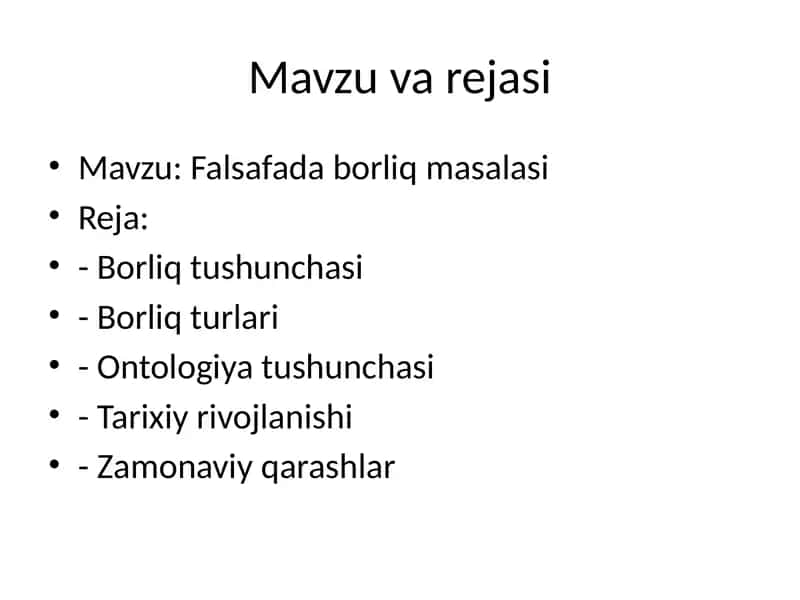 Falsafada borliq masalasi