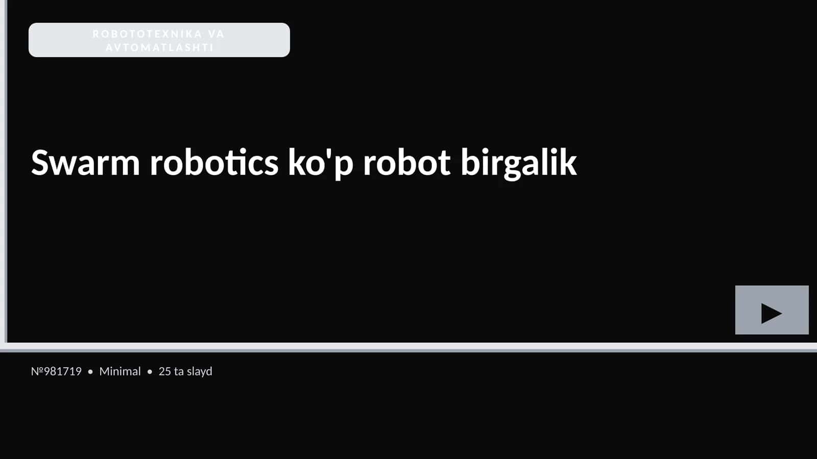 ROBOTOTEXNIKA VA AVTOMATLASHTI