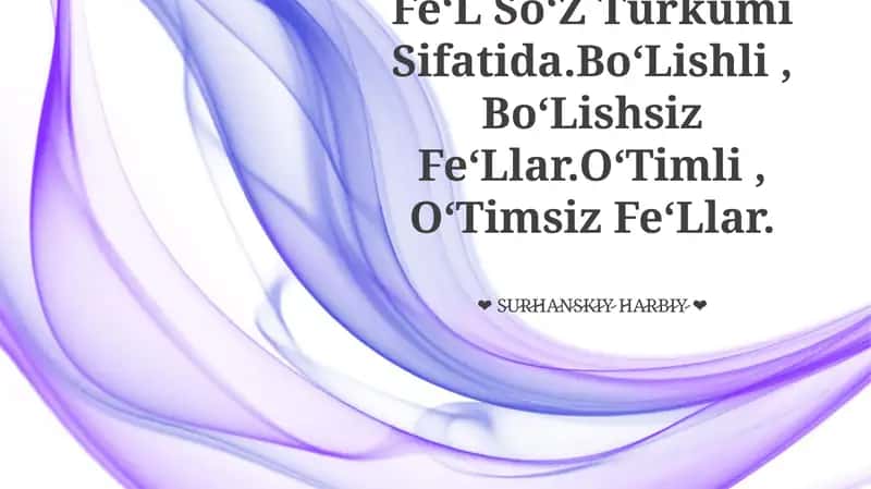 Fe‘L So‘Z Turkumi Sifatida