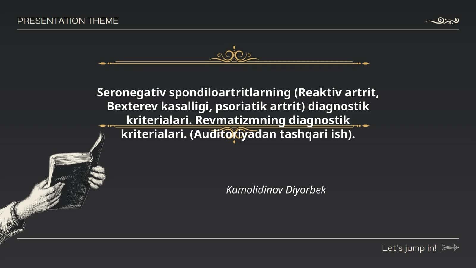 Seronegativ spondiloartritlarning (Reaktiv artrit, Bexterev kasalligi, psoriatik artrit) diagnostik kriterialari. Revmatizmning diagnostik kriterialari