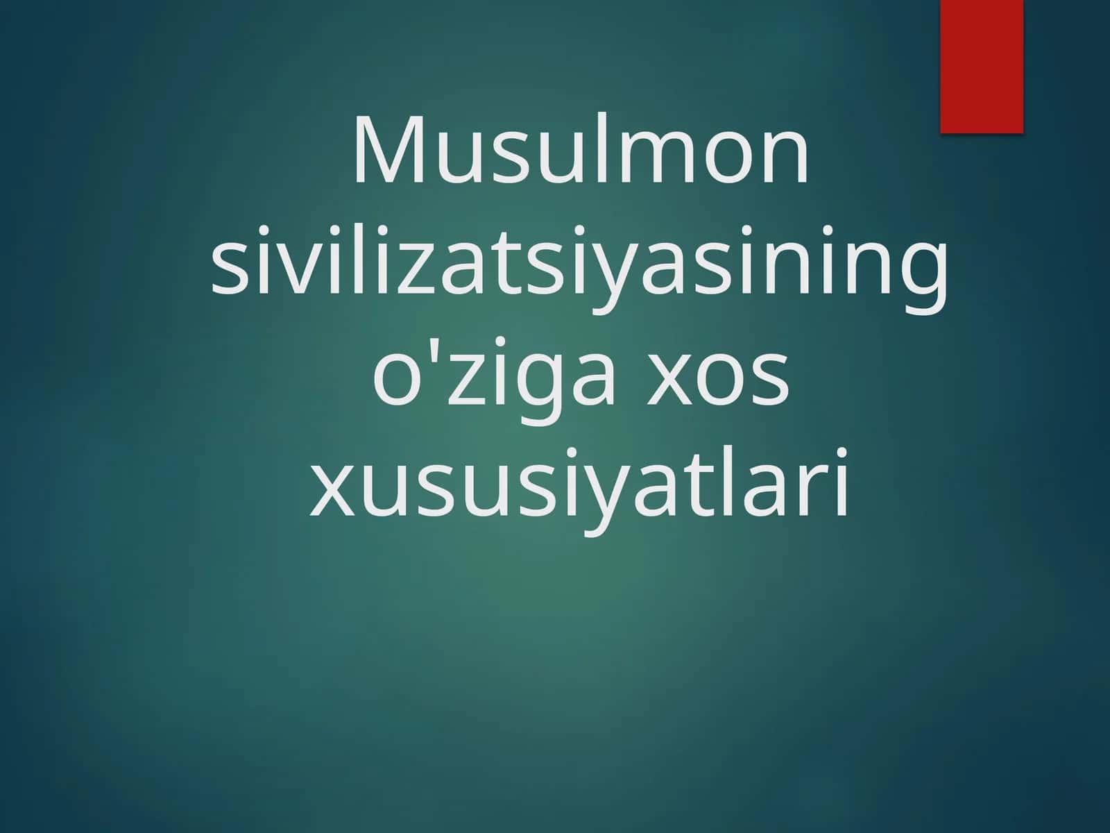 Musulmon sivilizatsiyasining o'ziga xos xususiyatlari