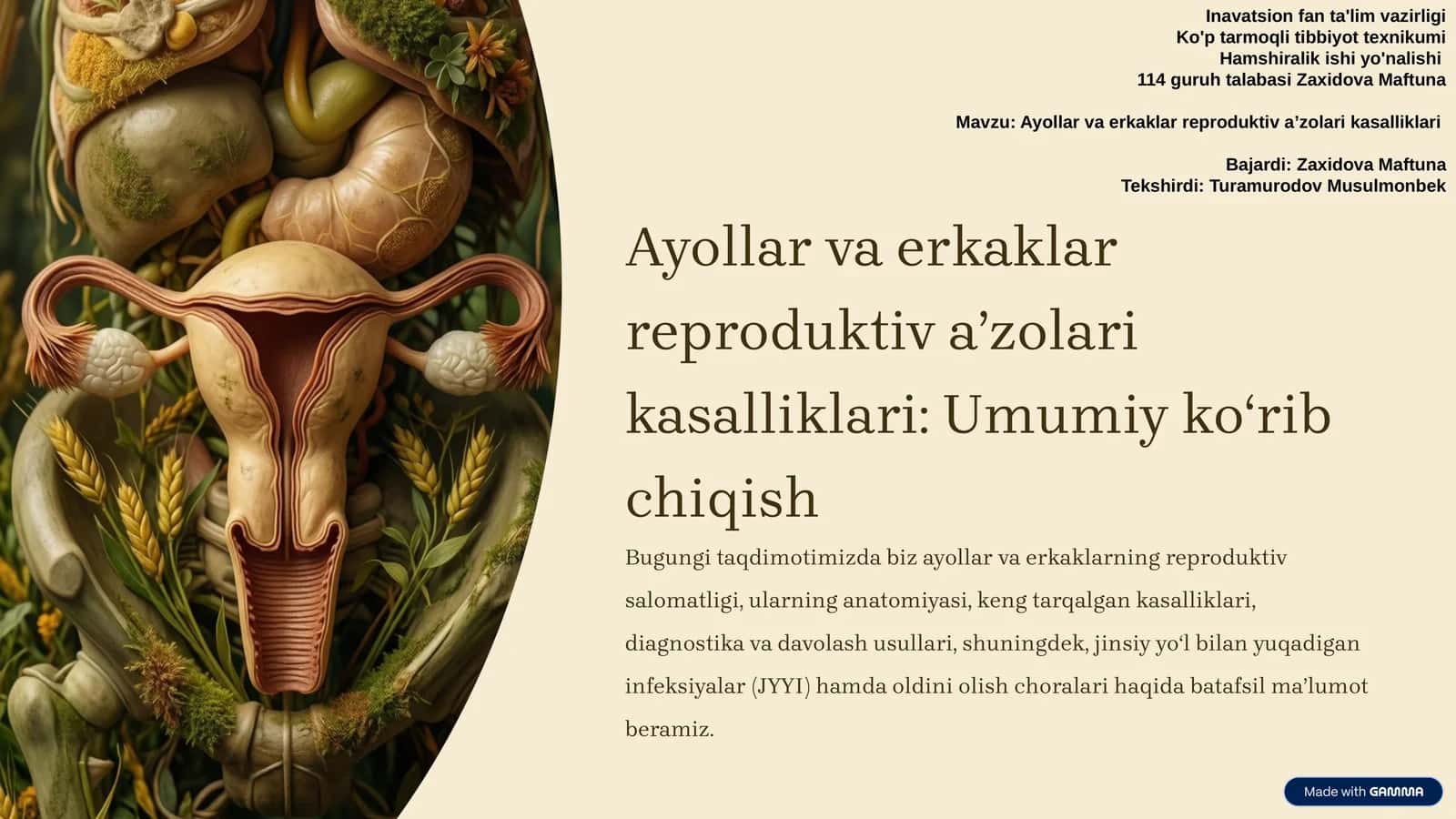 Ayollar va erkaklar reproduktiv aʼzolari kasalliklari