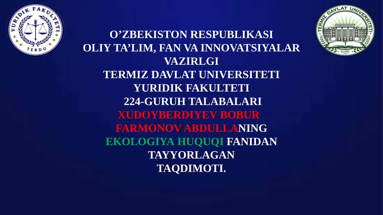 Malayziya Davlatining Ekologiya Huquqi