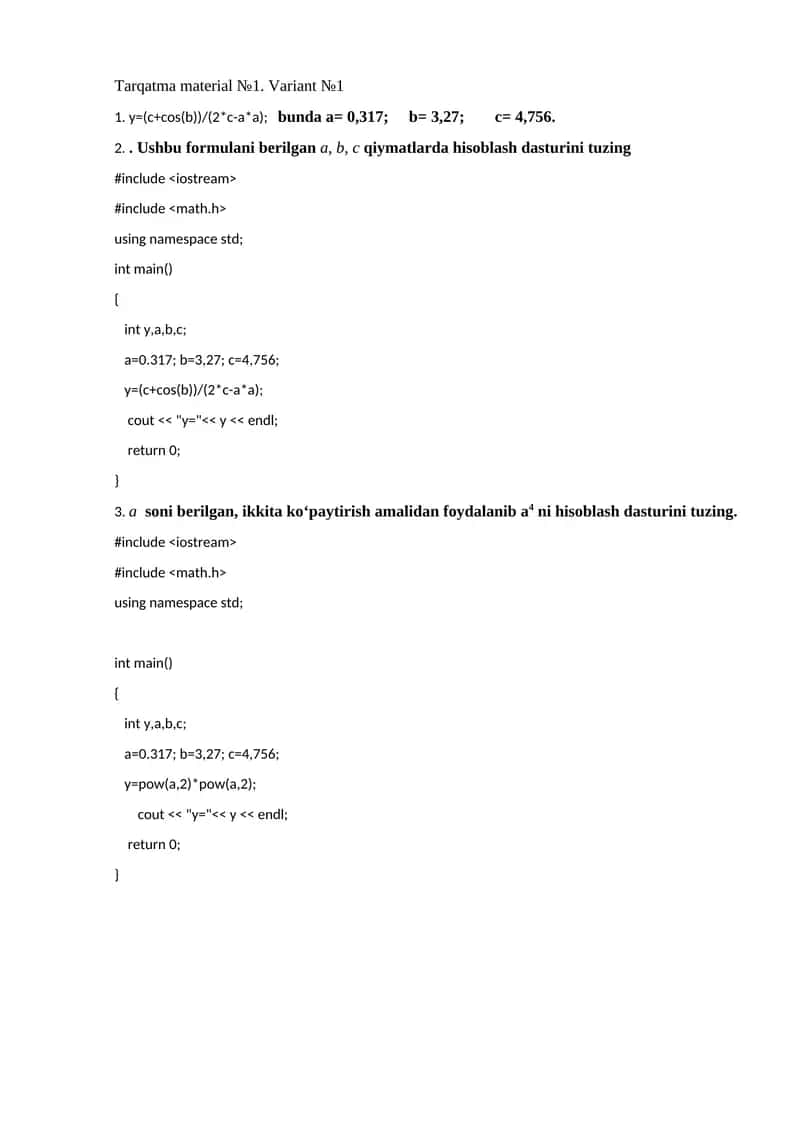Tarqatma material №1. Variant №1