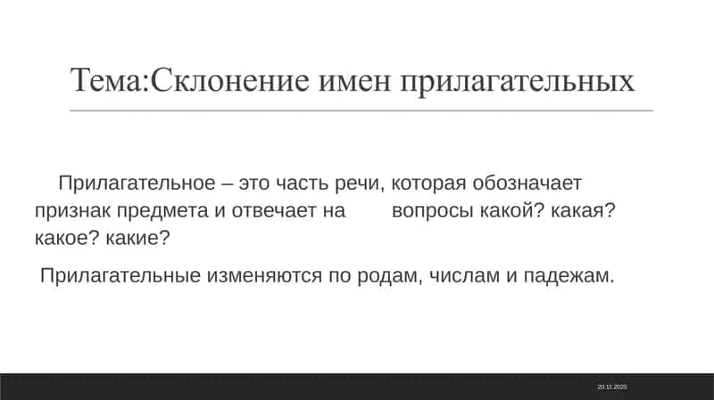 склонение имен прилагателных ppt