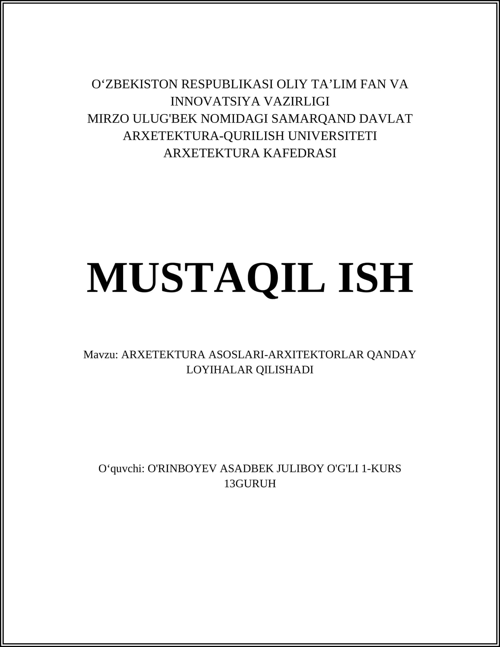 Arxitektura Asoslari-Arxitektorlar Qanday Loyihalar Qilishadi