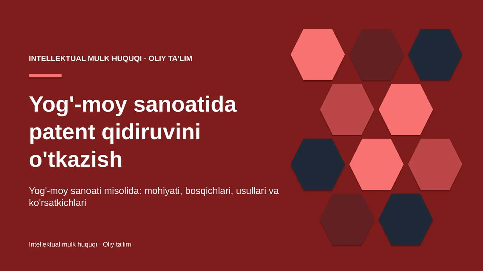 Yog'-moy sanoatida patent qidiruvini o'tkazish