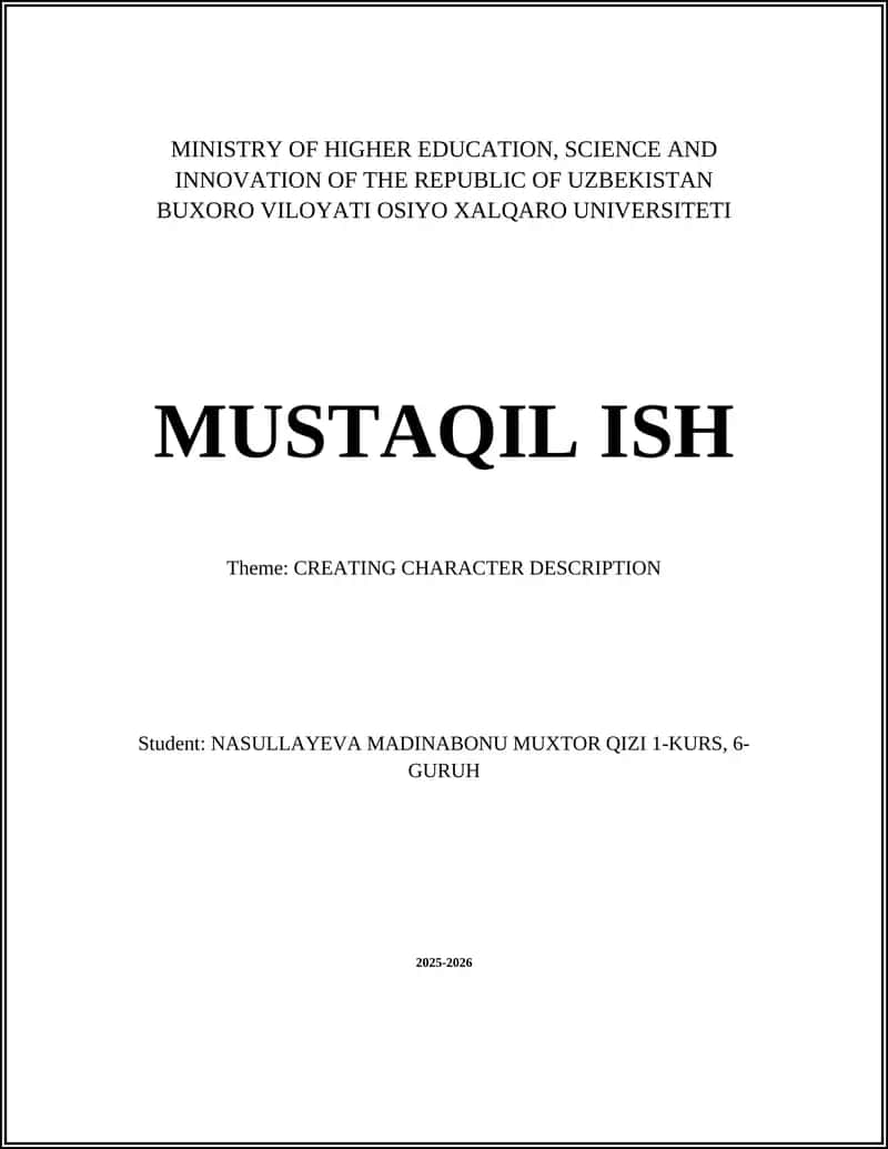 CREATING CHARACTER DESCRIPTION
