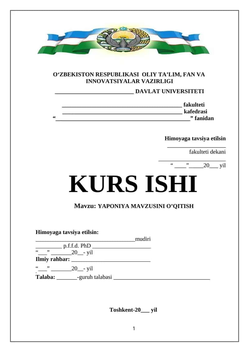 YAPONIYA MAVZUSINI O’QITISH