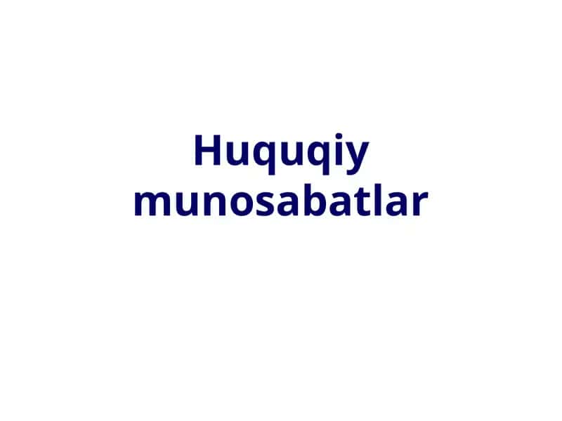 Huquqiy munosabatlar
