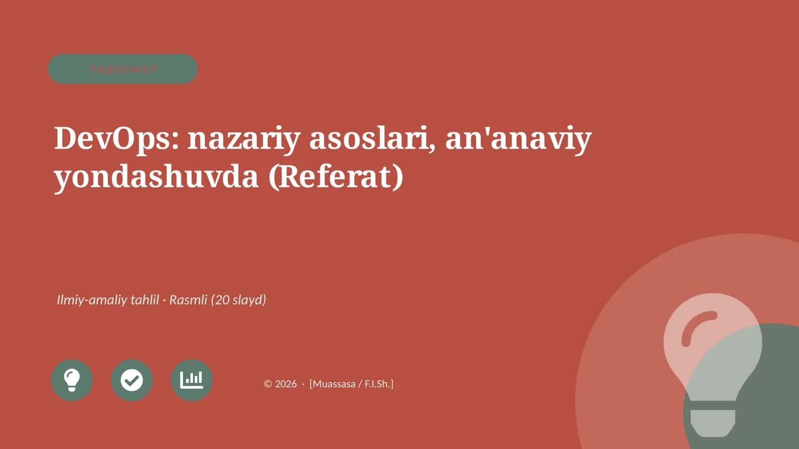 DevOps: nazariy asoslari, an'anaviy yondashuvda (Referat)