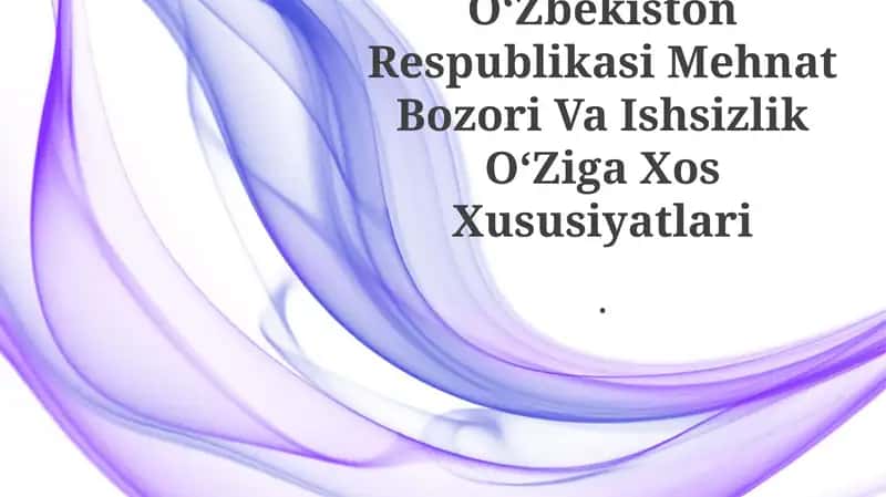 OʻZbekiston Respublikasi Mehnat Bozori Va Ishsizlik OʻZiga Xos Xususiyatlari