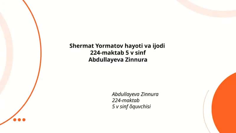 Shermat Yormatov hayoti va ijodi