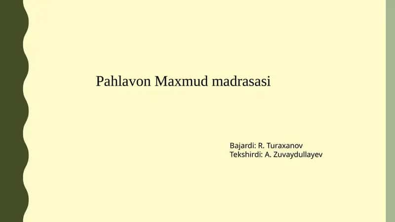 Pahlavon Mahmud madrasasi