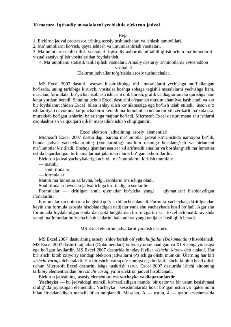 Elektron jadval protsessorlari