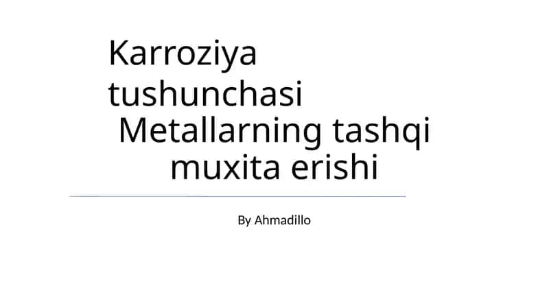 Korroziya tushunchasi