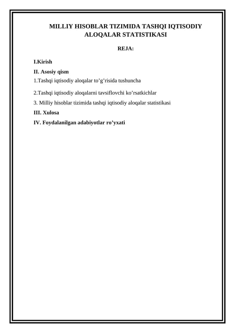Tashqi iqtisodiy aloqalar statistikasi