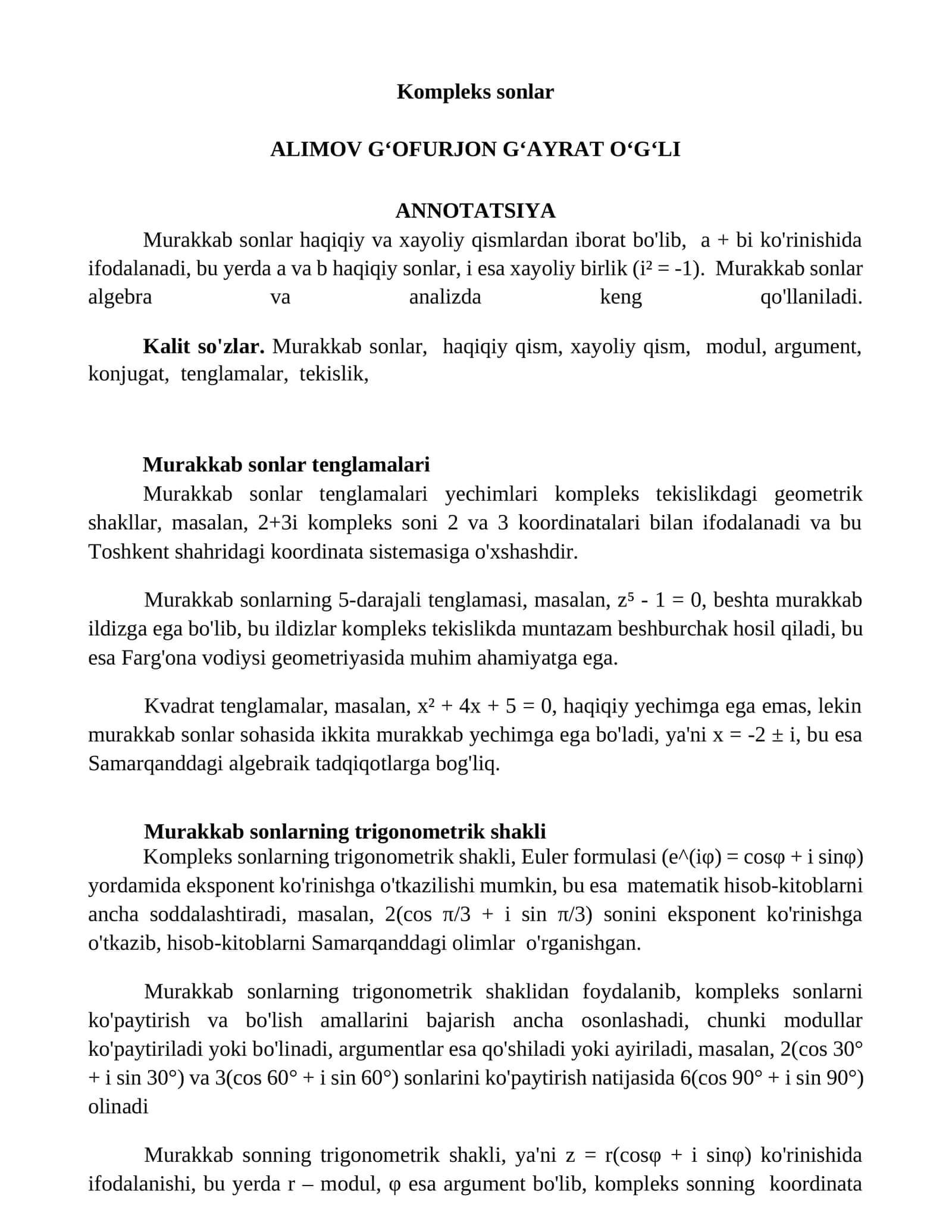 Kompleks sonlar