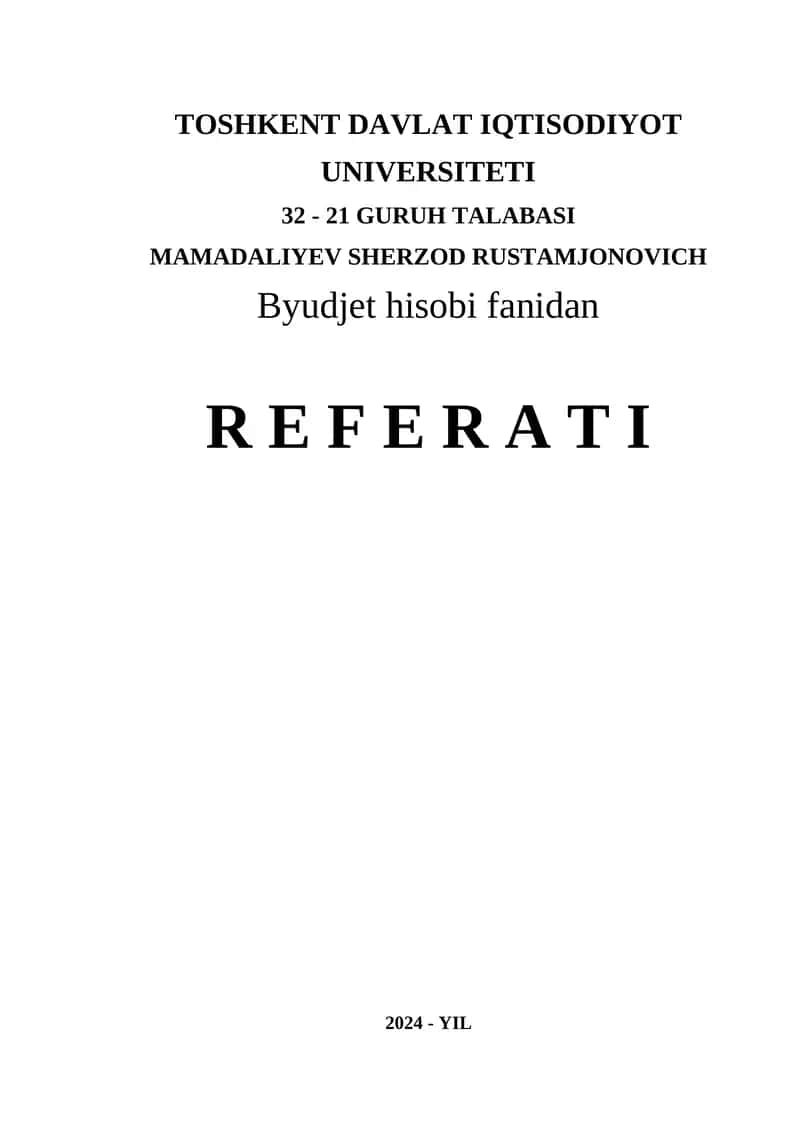 Byudjetning Tashkilotlarining Shaxsiy Gʻazna Hisob va Raqamlardagi Byudjet Mablagʻlari Hisobi