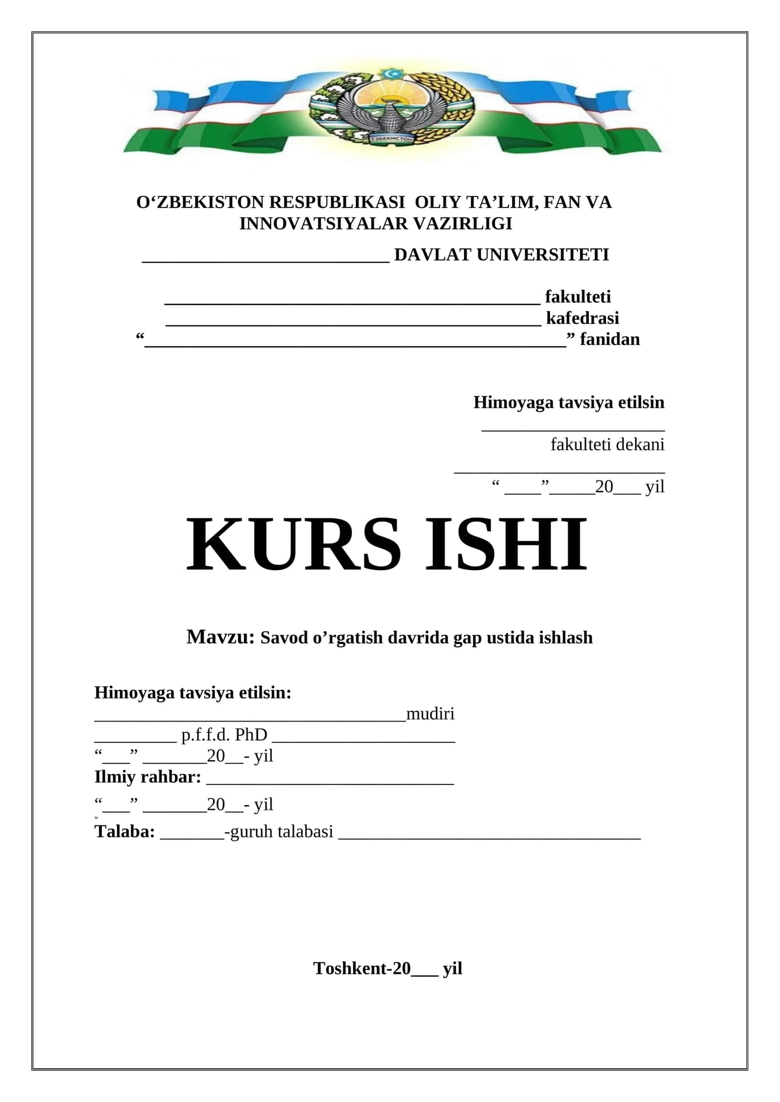 Savod o’rgatish davrida gap ustida ishlash