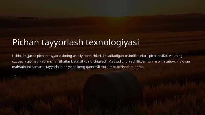 Pichan tayyorlash texnologiyasi