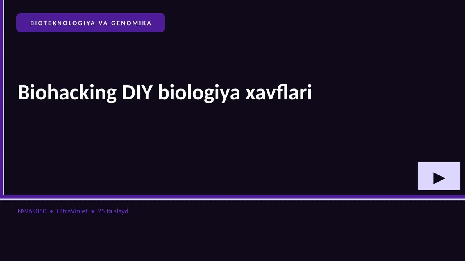 BIOTEXNOLOGIYA VA GENOMIKA