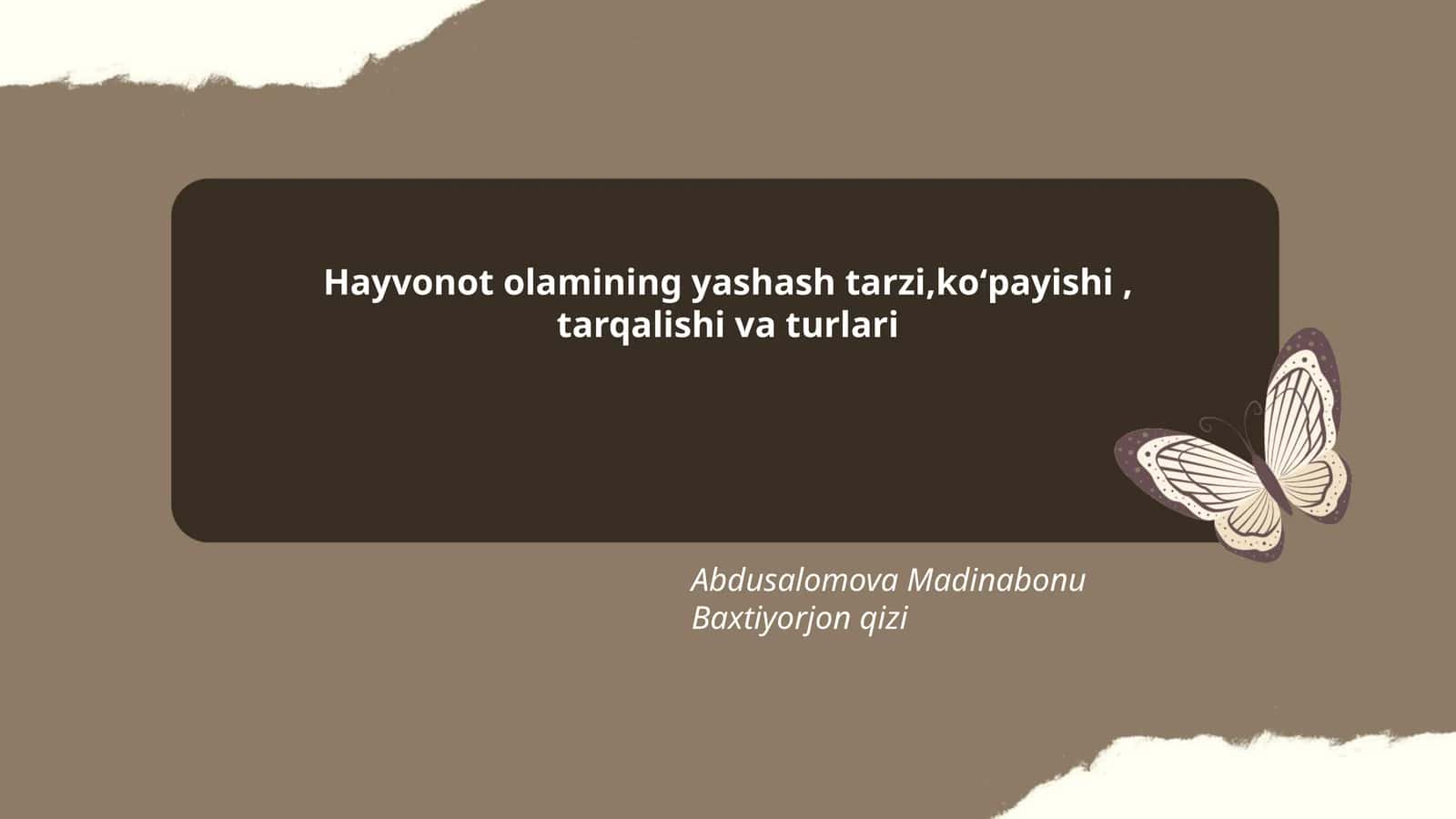 Hayvonot olamining yashash tarzi,koʻpayishi, tarqalishi va turlari
