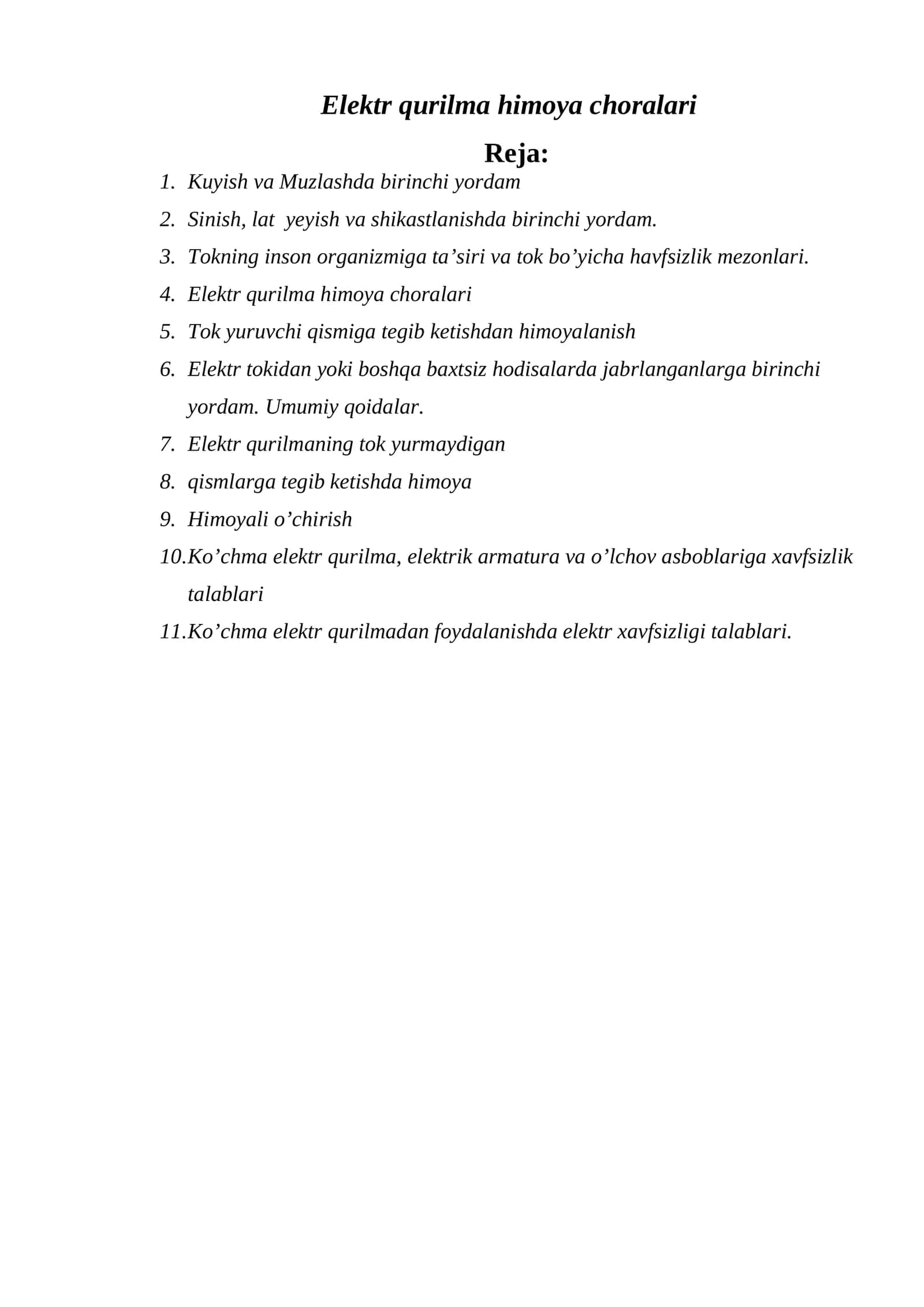 Elеktr qurilma himоya chоralari