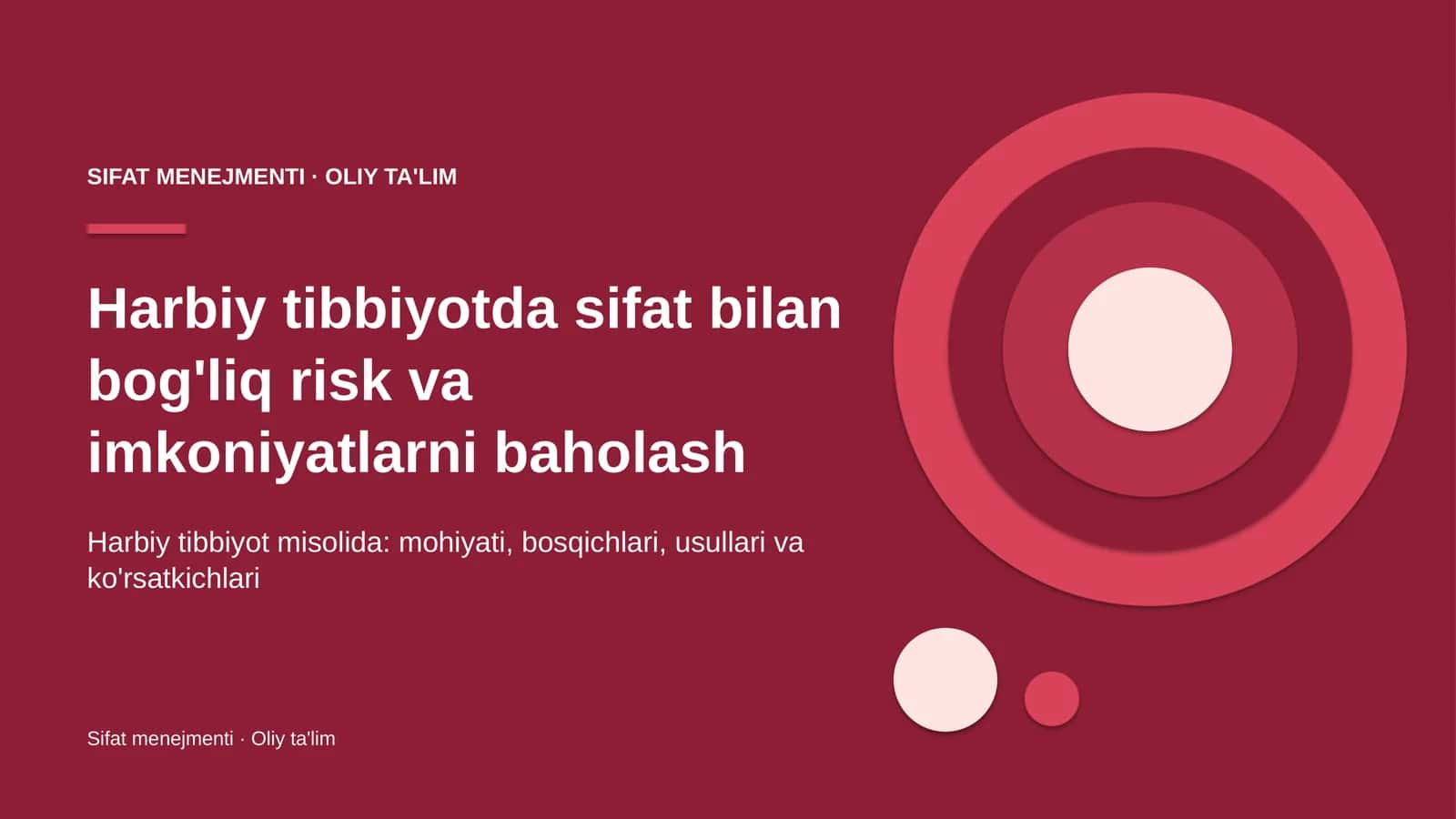 Harbiy tibbiyotda sifat bilan bog'liq risk va imkoniyatlarni baholash