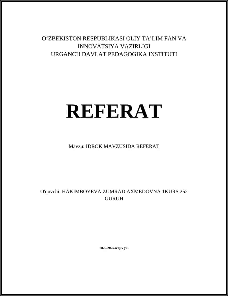 IDROK MAVZUSIDA REFERAT