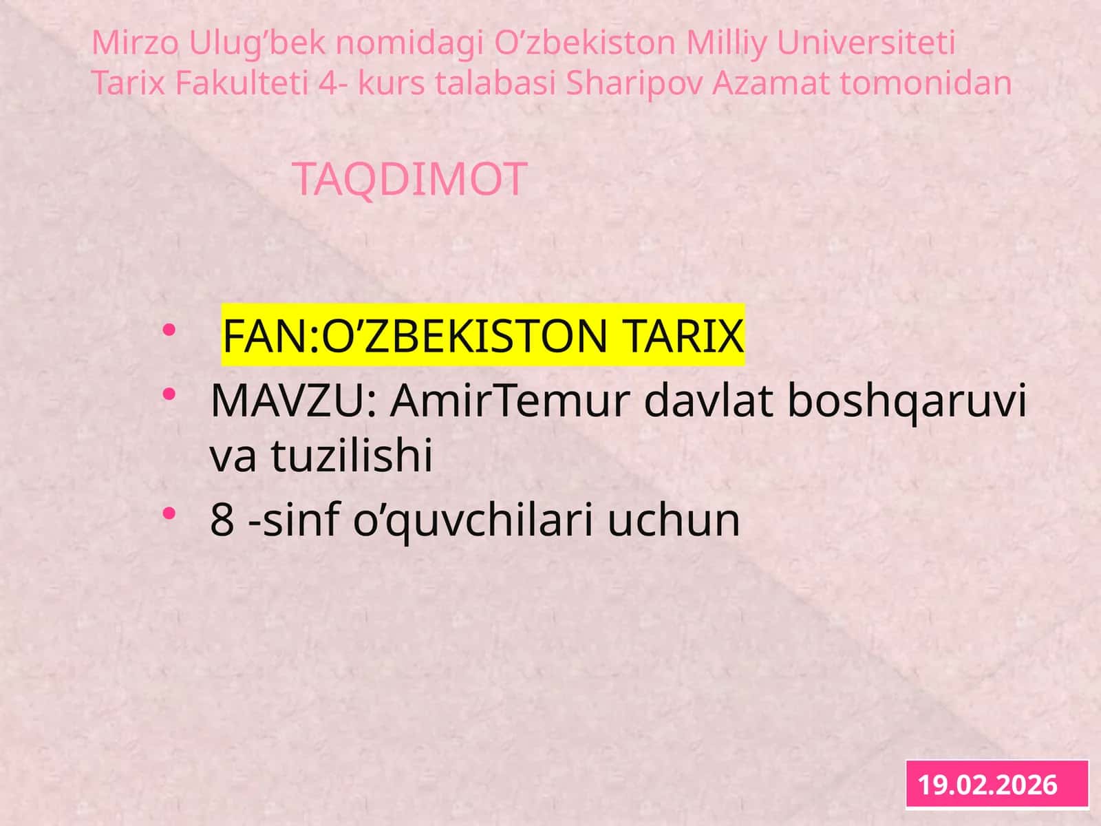 Amir Temur davlat boshqaruvi va tuzilishi