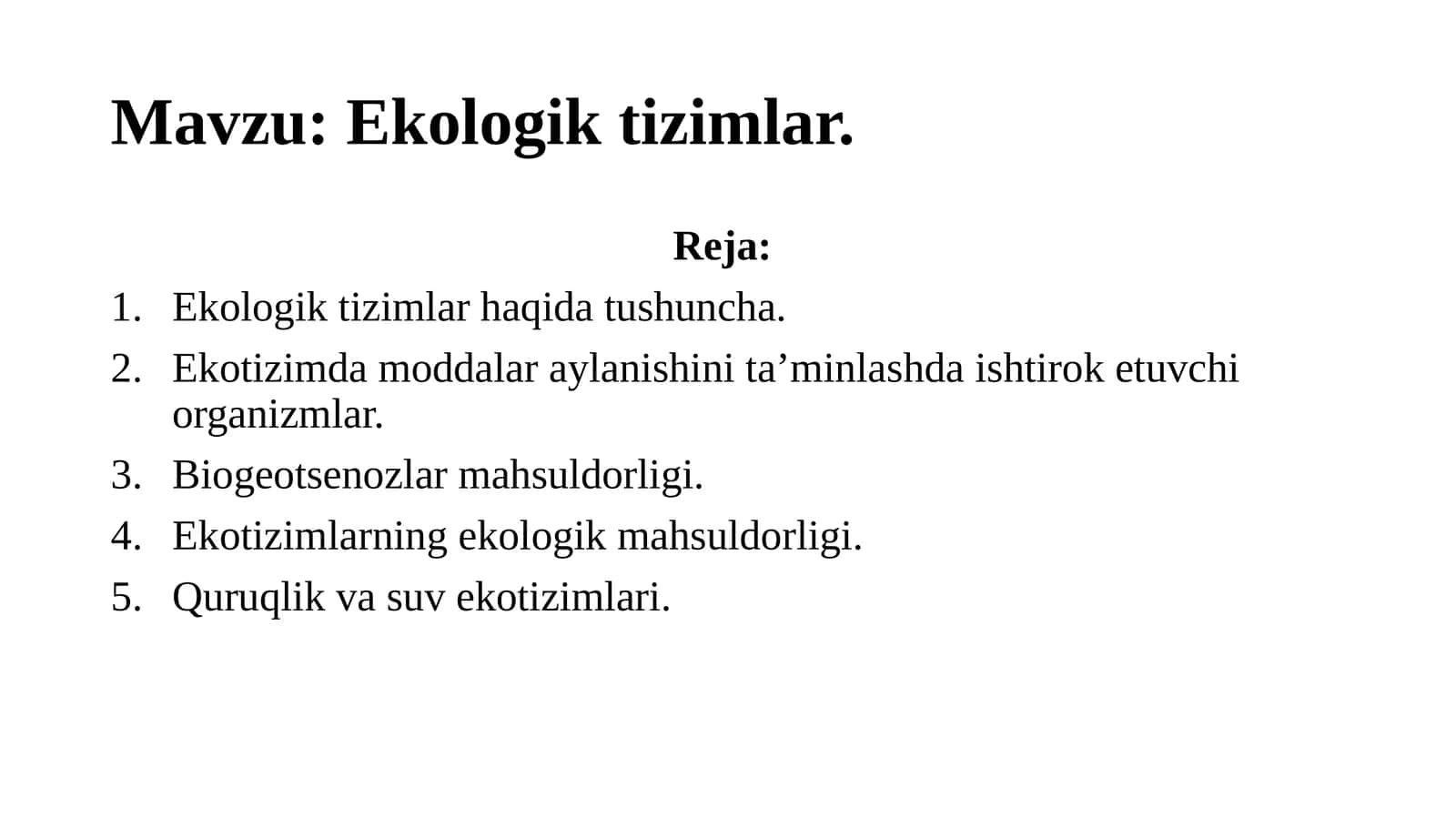 Ekologik tizimlar