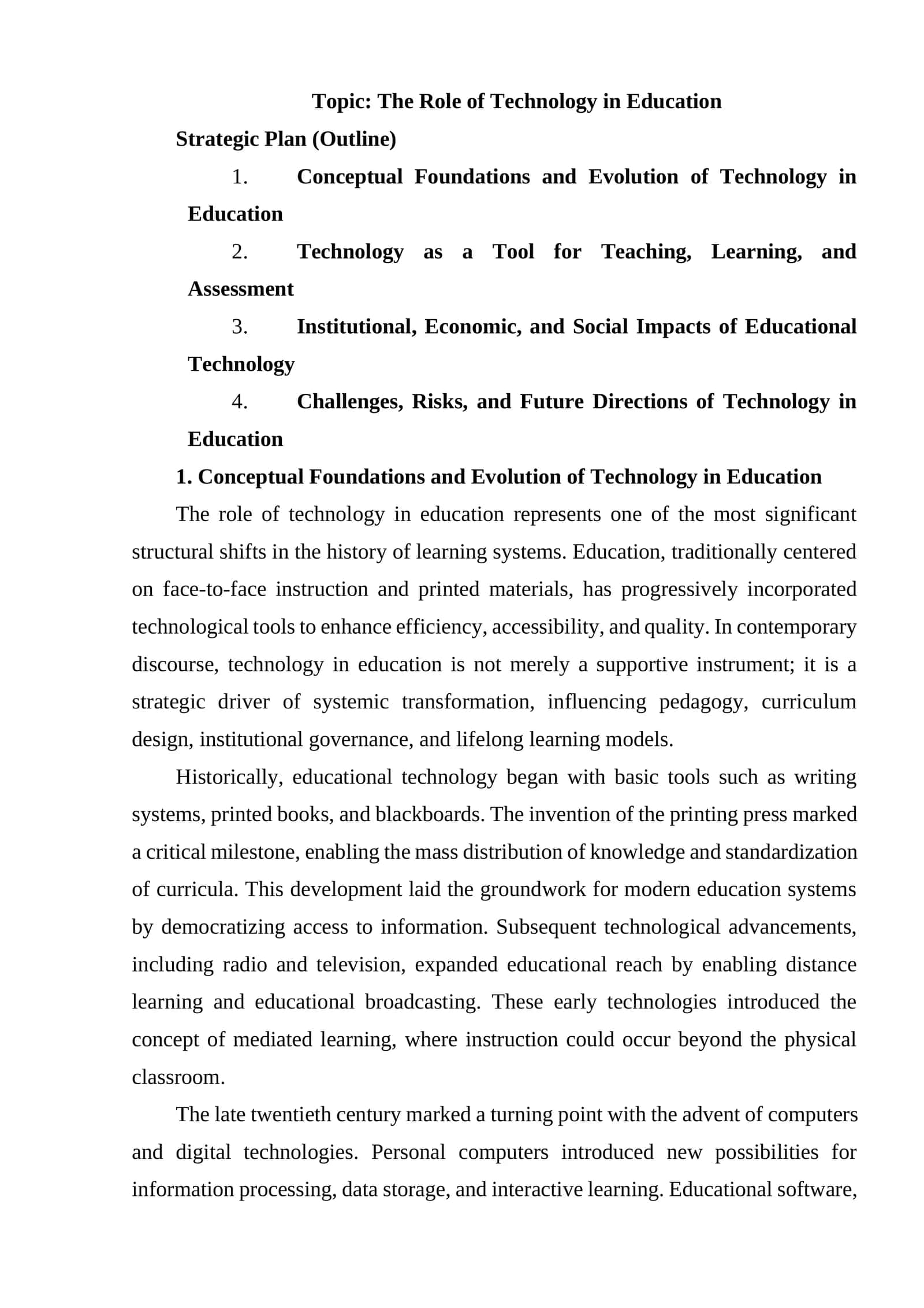 The Role of Technology in Education