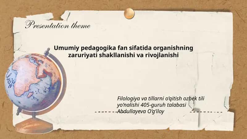 Filologiya va tillarni o’qitish ozbek tili yo’nalishi 405-guruh talabasi Abdullayeva O’g’iloy