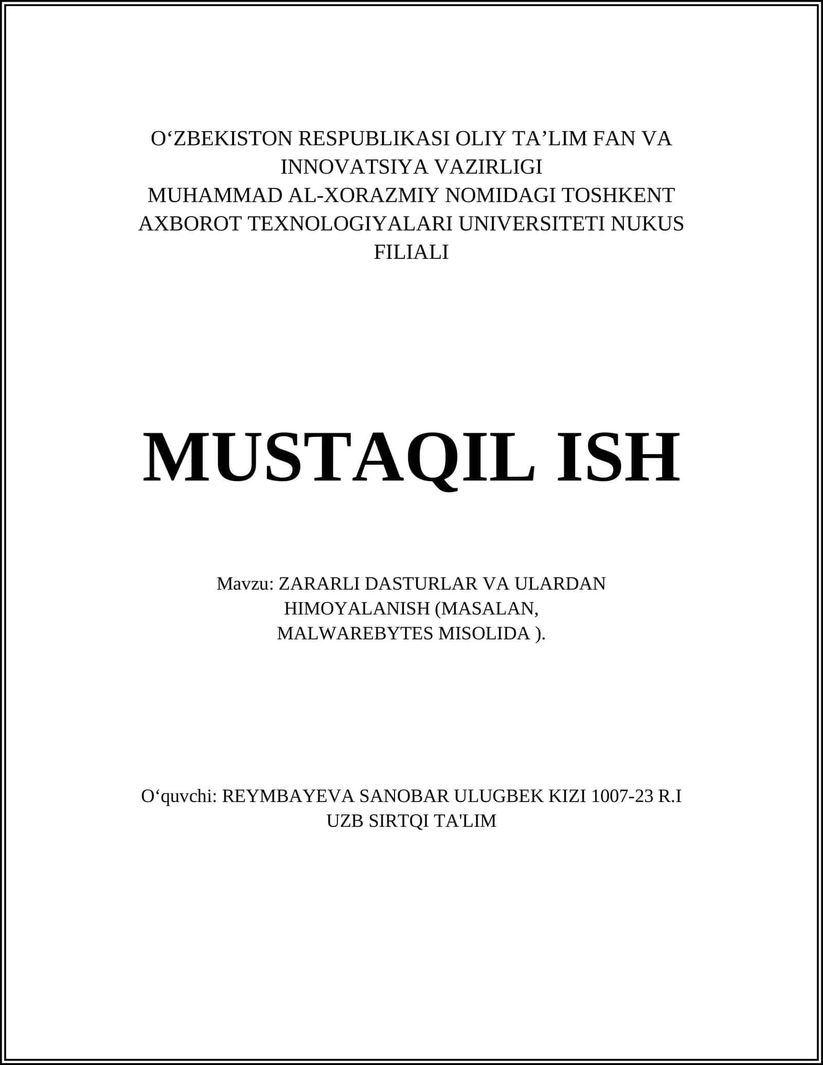 Zararli Dasturlar va Ulardan Himoyalash