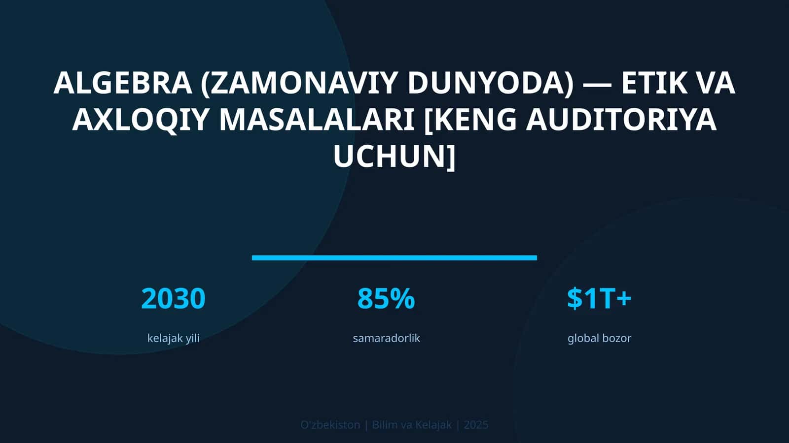 Algebra (zamonaviy dunyoda) — etik va axloqiy masalalari [keng auditoriya uchun]