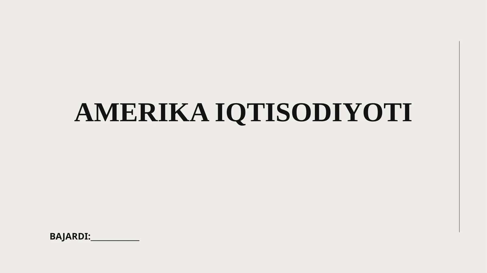 AMERIKA IQTISODIYOTI