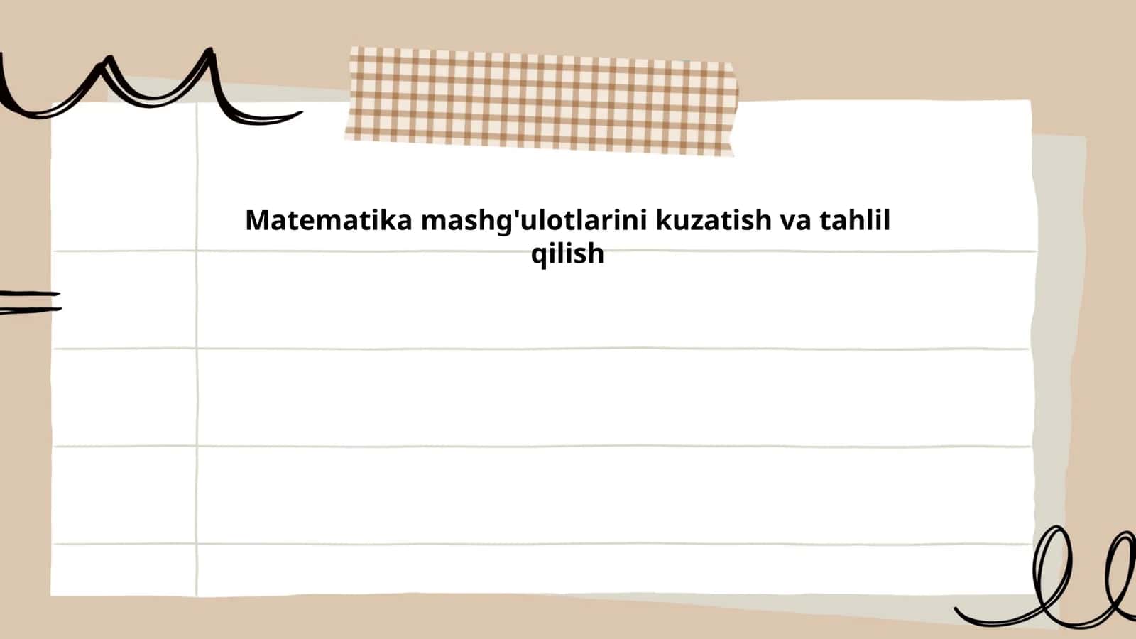 Matematika mashg'ulotlarini kuzatish va tahlil qilish