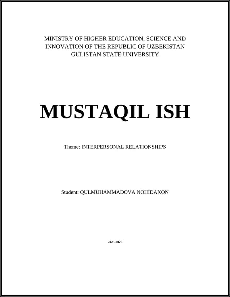 Communication Skills in Relationships (MUSTAQIL ISH)